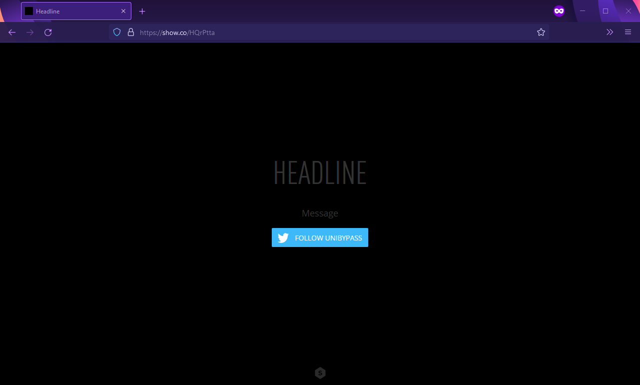 An image of a link shortener that makes you follow a user on twitter before you are able to continue.